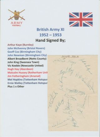 England British Army Xi 1952 Rare Autographed Book Page 13 X Signatures