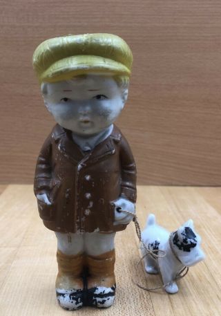 Buster Brown And Tige Shoes Vintage Ceramic Figurine Advertising Rare Old