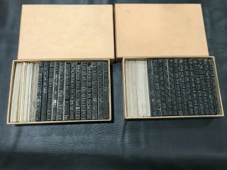 (2) Rare Antique Vtg 24pt Letterpress Print Type Wide Old Style Caps Lower Case