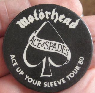 Motorhead Ace Of Spades Rare Vintage 1980 Ace Up Your Sleeve Tour Tin Pin Badge
