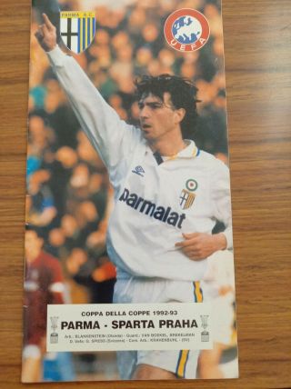 Ultra Rare Parma V Sparta Prague 17th March 1993 Cup Winners Cup Qf