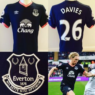 Tom Davies Match Worn 2016/17 Everton Rare Away 3rd Player Shirt
