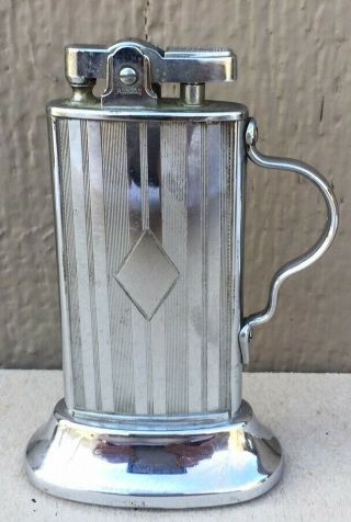 Vintage 1928 Rare Ronson Chrome Tabourette De - Light Table Lighter - - Stunning