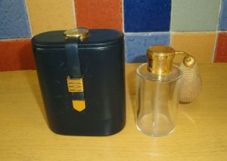 Rare Vintage Guerlain Baccarat Perfume Bottle,  Leather Case A/f