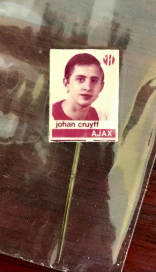 1965 Johan Cruyff Rookie Ajax Van Houten Pin.  Goat In Rare