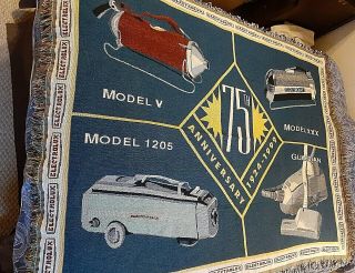 Rare Electrolux Vacuum Afghan Wall Tapestry 75th Vtg Model V Xxx 1205 Advertisin