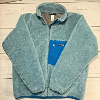 Patagonia Retro - X Deep Pile Fleece Jacket Full Zip L Large Blue Green Rare 23055