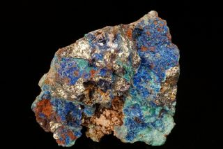 Rare Azurite & Malachite On Chalcopyrite Sterling Hill,  Nj - Ex.  Elling