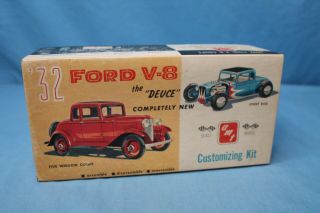 Rare 1950s Amt 1932 Ford 5w Coupe 3 In 1 Deuce Model Car Kit No.  132