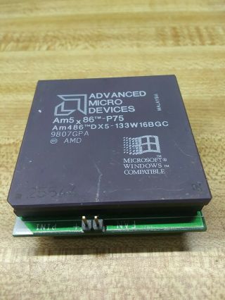 Very Rare Collectible Am5x86 - P75 Amd Am486dx5 - 133w16bgc Chip On Board
