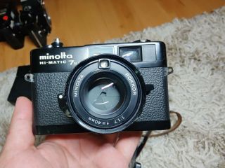 (RARE) Minolta Hi - Matic 7s II Rangefinder Camera Rokkor 40mm f1.  7 with Flash. 2