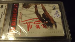 1/2 Price Very Rare 1997 Rc Tim Duncan Gem 10 Psa Signed In Red