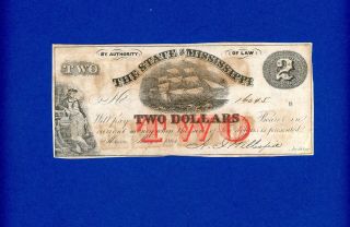 1864 $2 State Of Mississippi Macon Ga Very Rare Civil War Crisp Note