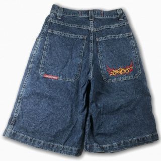 Vtg Jnco Jeans Shorts Baggy Size 28 Rare Graffiti Embroidery Blue Denim 90s