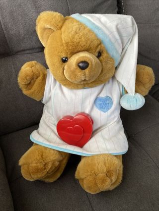 Vtg Heart To Heart Bear Brown Teddy Plush Blue Baby Boy Pajamas Rare 1994