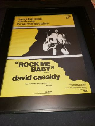 David Cassidy Rock Me Baby Rare Promo Poster Ad Framed