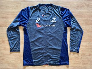 Australia Wallabies Rare Rugby Asics Player Worn Training Shirt Jersey Large