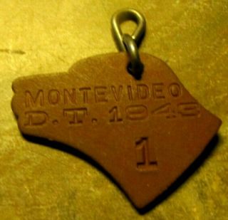 Rare Bakelite Fiber 1 Vintage (dog Head) Tag License Tax Montevideo Minnesota