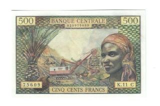 Rare Chad Nd 1963 Au - Unc Equatorial African States Code C 500 Francs $400 Value