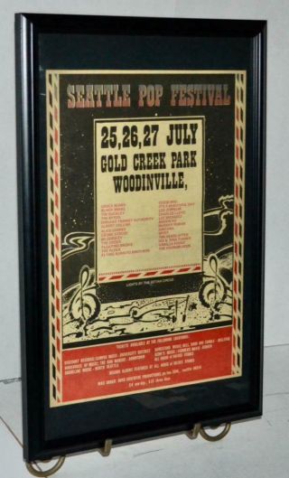 Led Zeppelin The Doors 1969 Rare Seattle Pop Festival Mudshark Event Poster / Ad