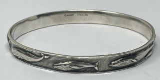 Rare Retired James Avery Sterling Silver 925 Beach Ocean Whales Bangle Bracelet
