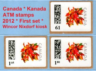 Canada Atm Kiosk Stamps / Maple Leaf / 2012 / First Set 61/105/180 Mnh / Rare