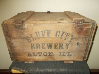 RARE BLUFF CITY BREWERY ALTON ILL IL WOODEN BEER NO BOTTLE CASE CRATE ONLY 3