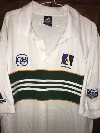 Rare Vintage 1990s Australia Cricket Shirt Adidas XL - 2XL Ansett CUB 2