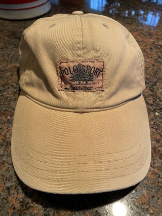 Vintage Extremely Rare Ralph Lauren Polo Sport Baseball Hat Cap Light Tan Usa