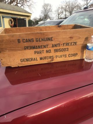 Vtg Wood Crate 1935 1.  5 Gallon Gm General Motors Anti - Freeze Can Permanent Rare