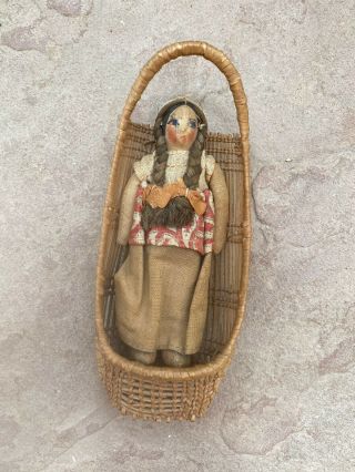 RARE Antique Native American Doll Cradle Basket Klamath Karuk Yurok Hupa Mini 2