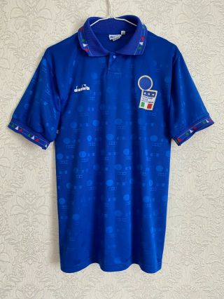 Rare Italy Wc 1993 1994 Vintage Diadora Home Shirt Jersey Maglia 1990s Italia L