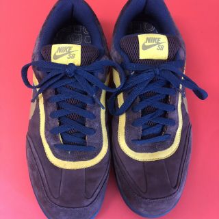 Nike Sb Zoom Air Abington Shoes 10.  5 Brown/navy Blue/yellow 314068 - 671 2007 Rare
