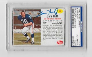 1962 Post Cereal Football Cards 20 Sam Huff York Autographed Rare