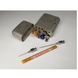 Antique Medical Surgical Kit Rare Syringe Needle Case Injection Parke,  Davis