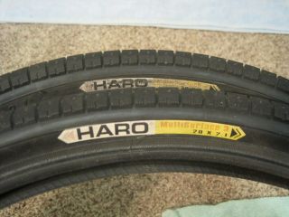 Haro Multisurface 3 Bmx Tires Pair 20x2.  1 Rare Old Mid School Freestyle Flatland
