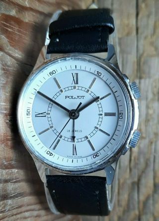 Soviet Poljot Signal Alarm Watch Russia Ussr Wristwatch Men Rare Vintage 1mchz 1