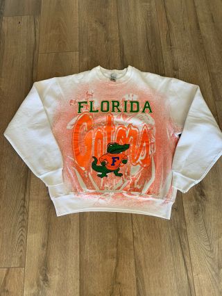 Rare Vintage Florida Gators Football All Over Print Crewneck Sweatshirt 90s Xl
