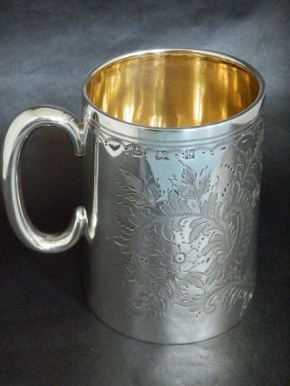 Rare Antique Victorian Solid Silver Tankard Mug Birmingham 1901