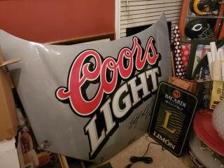 Vintage Coors Light Beer Nascar Hood Sterling Marlin 90s Rare Bar 60x48 Mancave