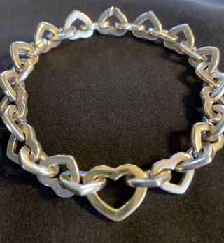 Tiffany & Co.  2000 Sterling Silver & 18k Yellow Gold Heart Link Bracelet 8 " Rare