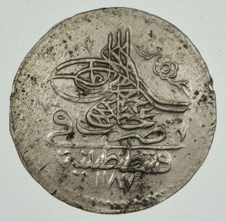 Ottoman Empire,  Turkey Silver 20 Para - 1/2 Kurus Ah 1187/13 Constantinople Rare