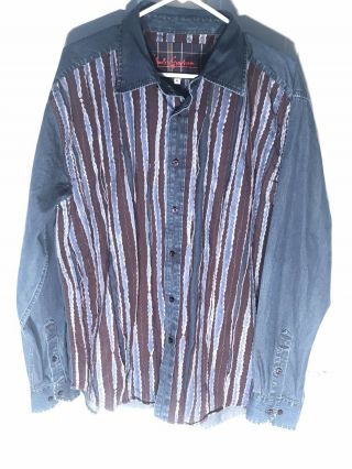 Men’s Robert Graham Limited Rare Long Sleeve Button Shirt Extremely Denim Xl