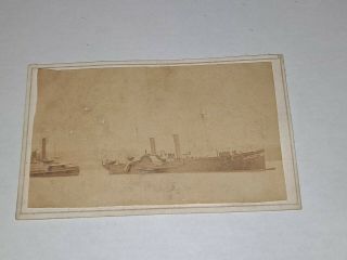 Rare 1860s Cdv Of Civil War Battle Ship
