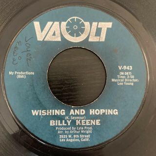 Billy Keene - Wishing And Hoping - Vault - Rare Northern Soul 45 Hear