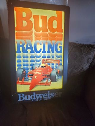 Vintage Bud Light Racing Neon Beer Bar Rare 1991 Mancave Sign Budweiser Indy Pub