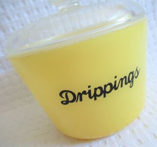 Rare Vtg Yellow Glasbake Drippings Grease Jar Canister Container With Lid