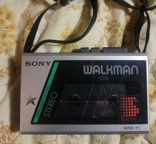 Vintage Rare Sony Walkman Wm - 11 Stereo Cassette Player W / Strap Nr