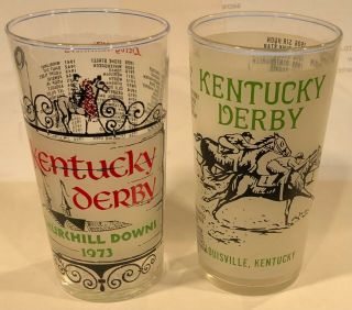 2 Different 1973 Kentucky Derby Glasses - Secretariat - 1 Official - 1 Rare