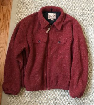 Woolrich Usa Jacket Coat - Rare - Womens Lg Wool Blend Warm Blanket Red Euc